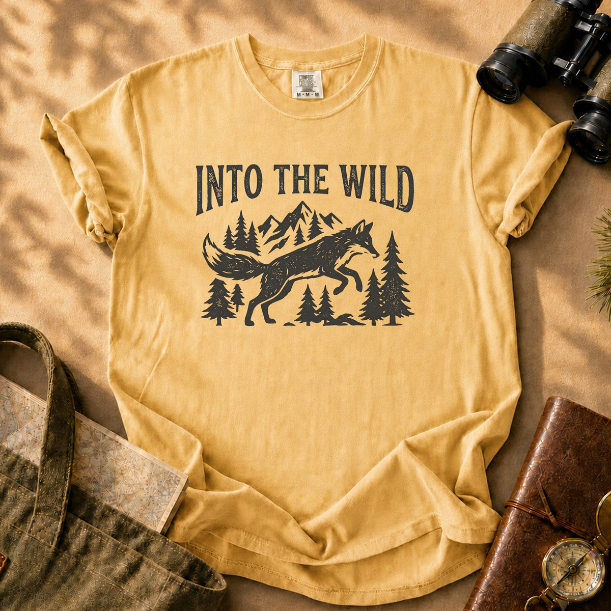 Into The Wild Wolf Tee - Mustard