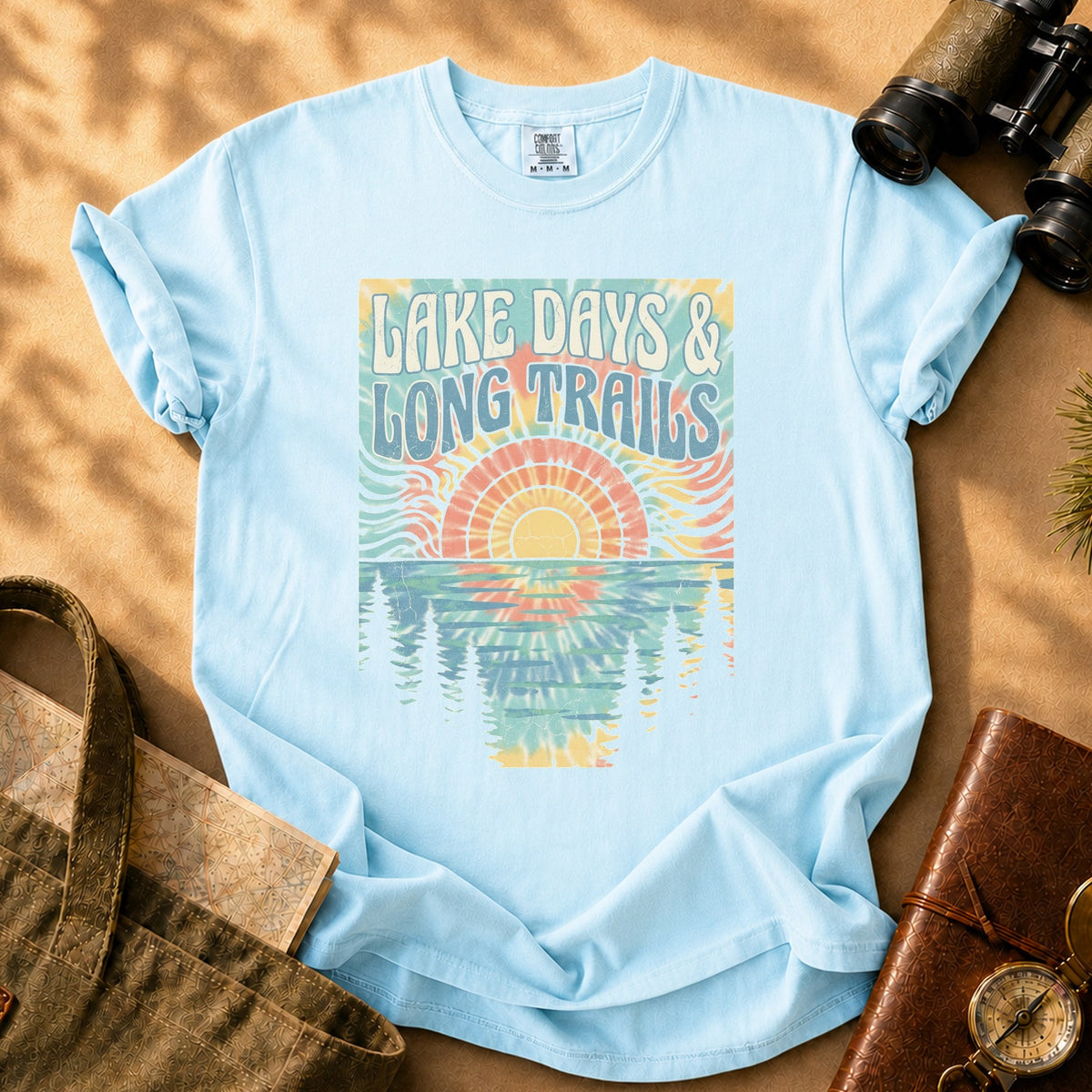 Lake Days & Long Trails Tee - Chambray