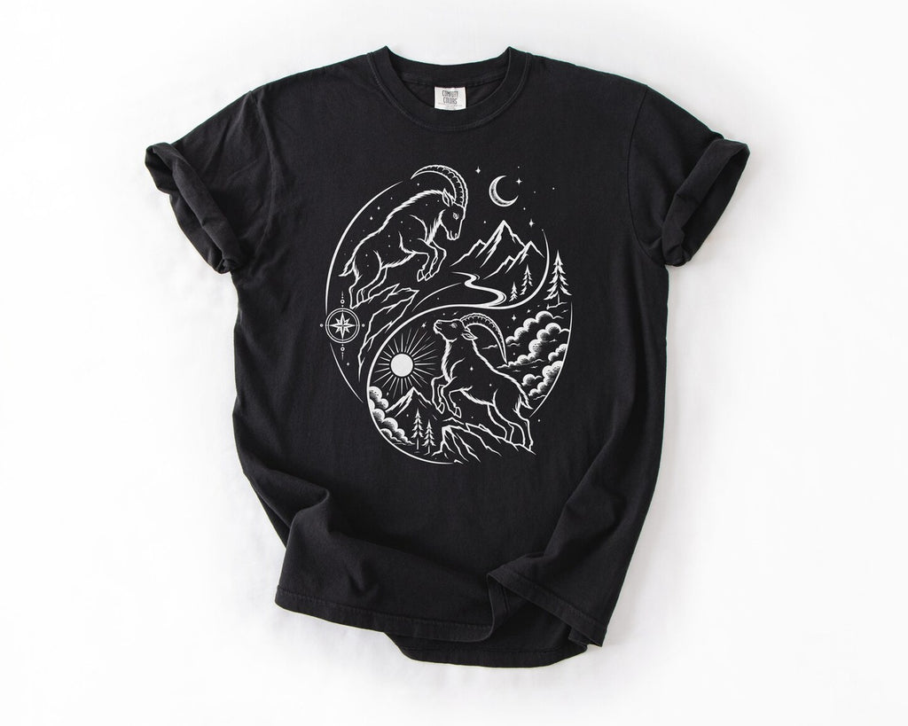Mountain Goat Yin Yang T-Shirt - Black