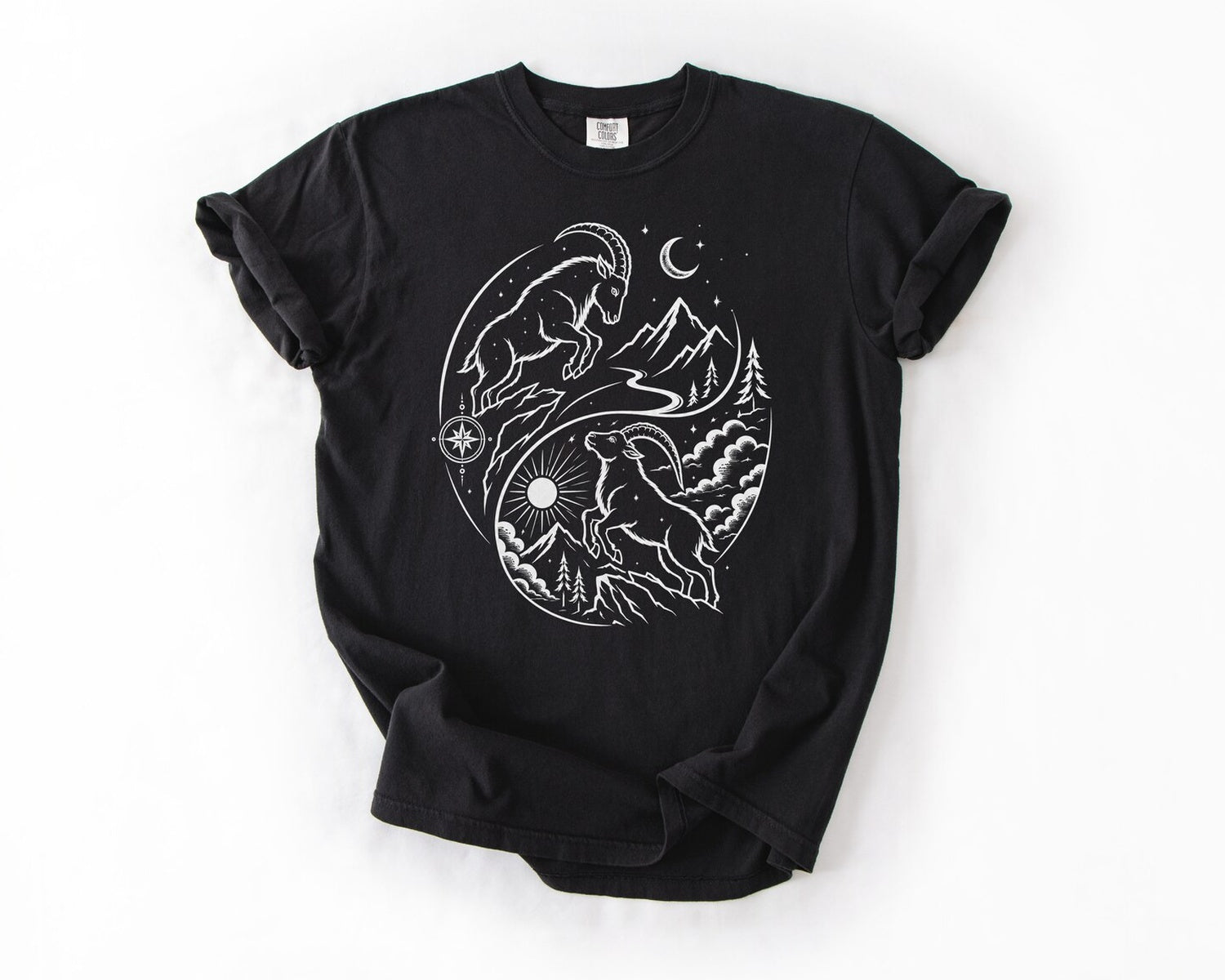 Mountain Goat Yin Yang T-Shirt - Black