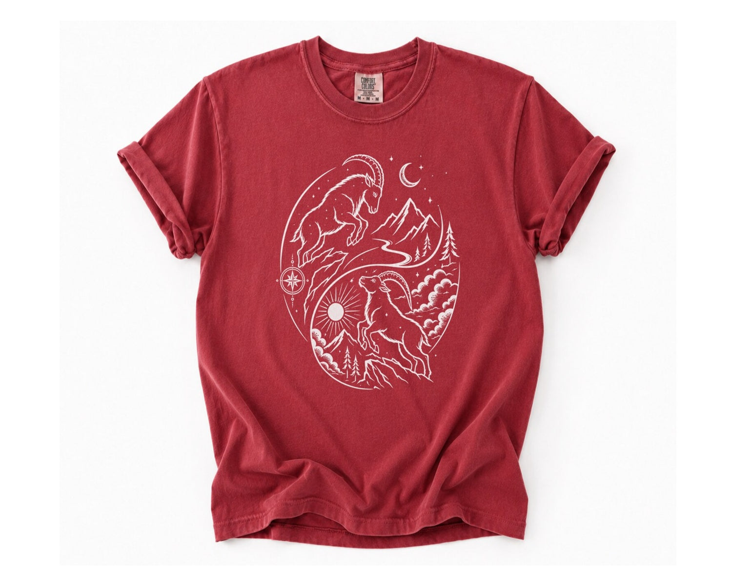 Mountain Goat Yin Yang T-Shirt - Brick