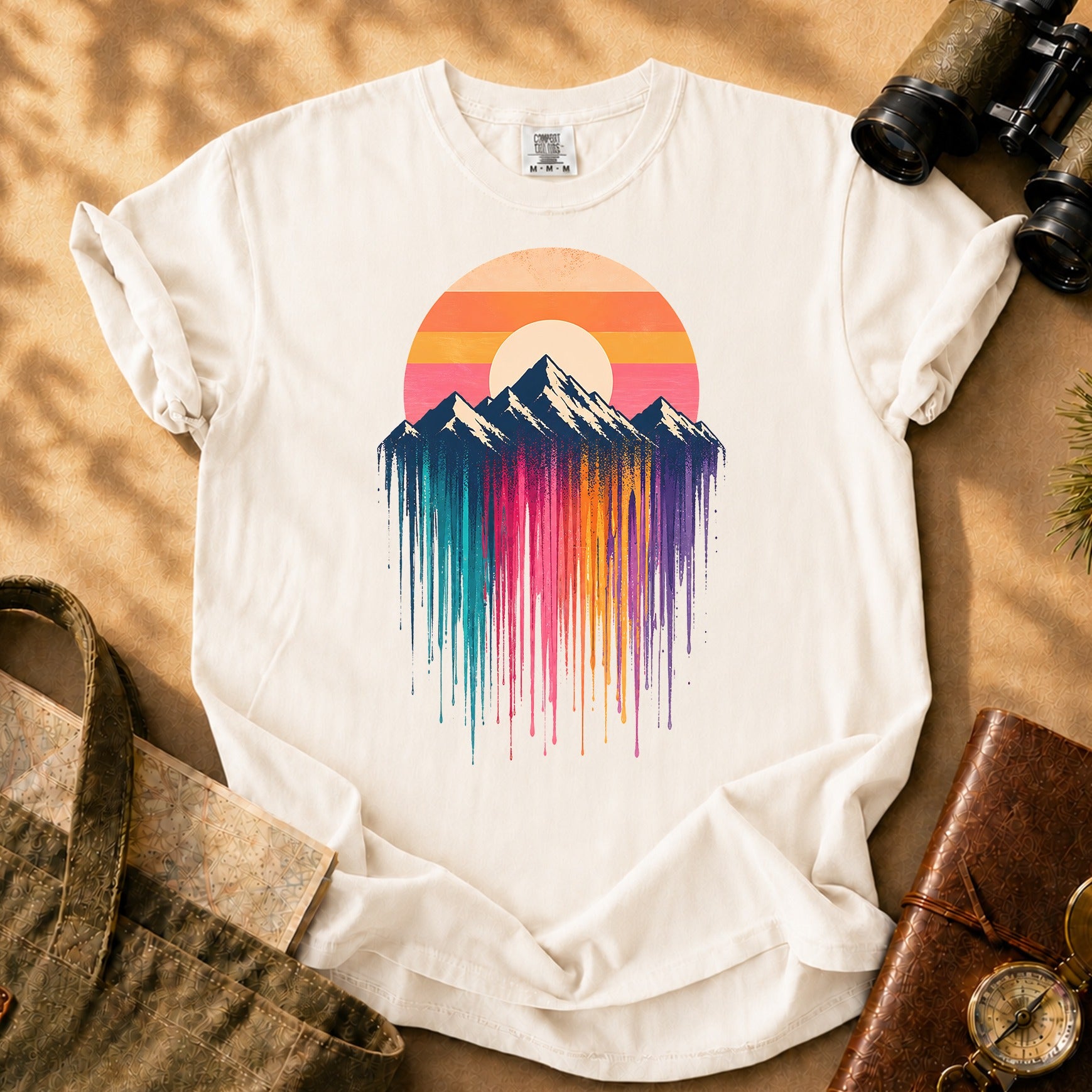 Mountain Sunset Drip Tee - Ivory