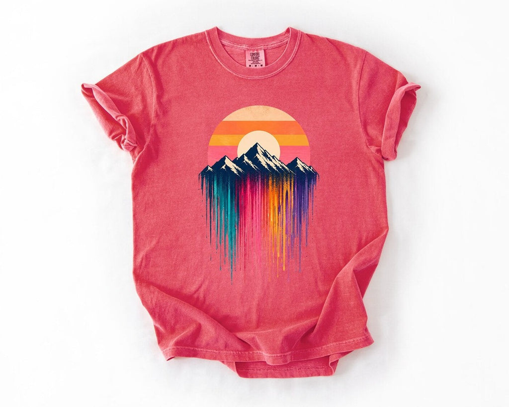 Mountain Sunset Drip T-Shirt - Watermelon