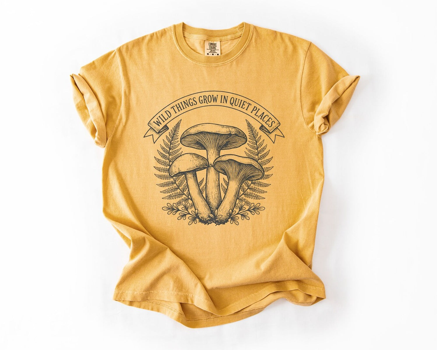 Mushroom Graphic T-Shirt - Mustard