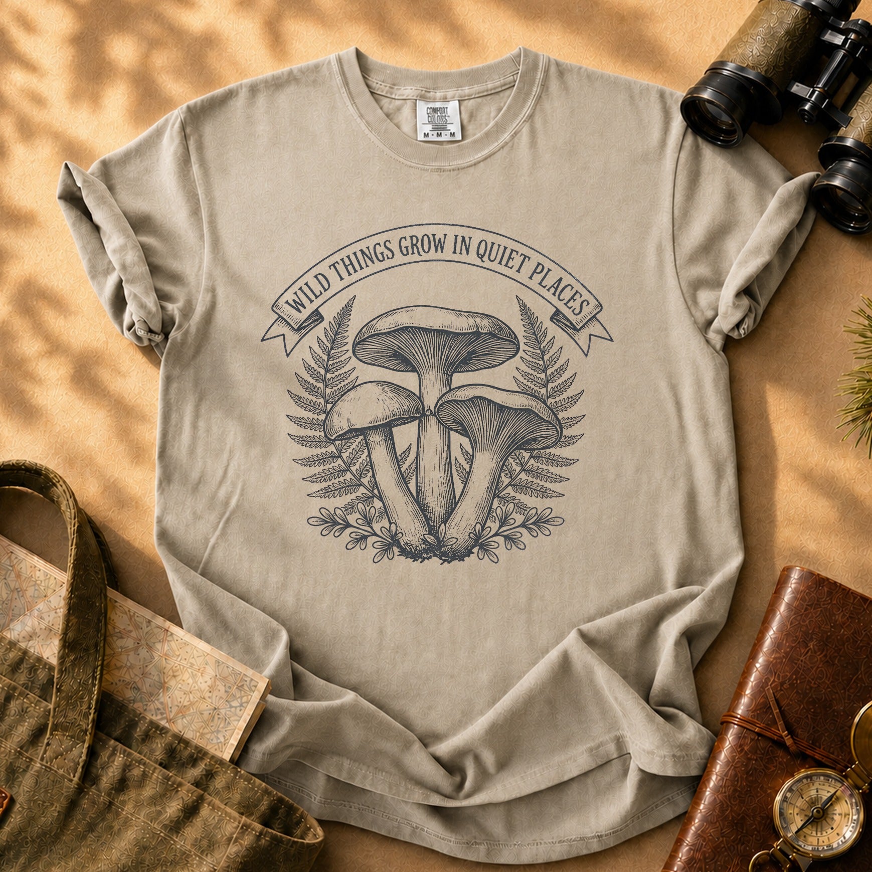 Mushroom Graphic Tee - Khaki