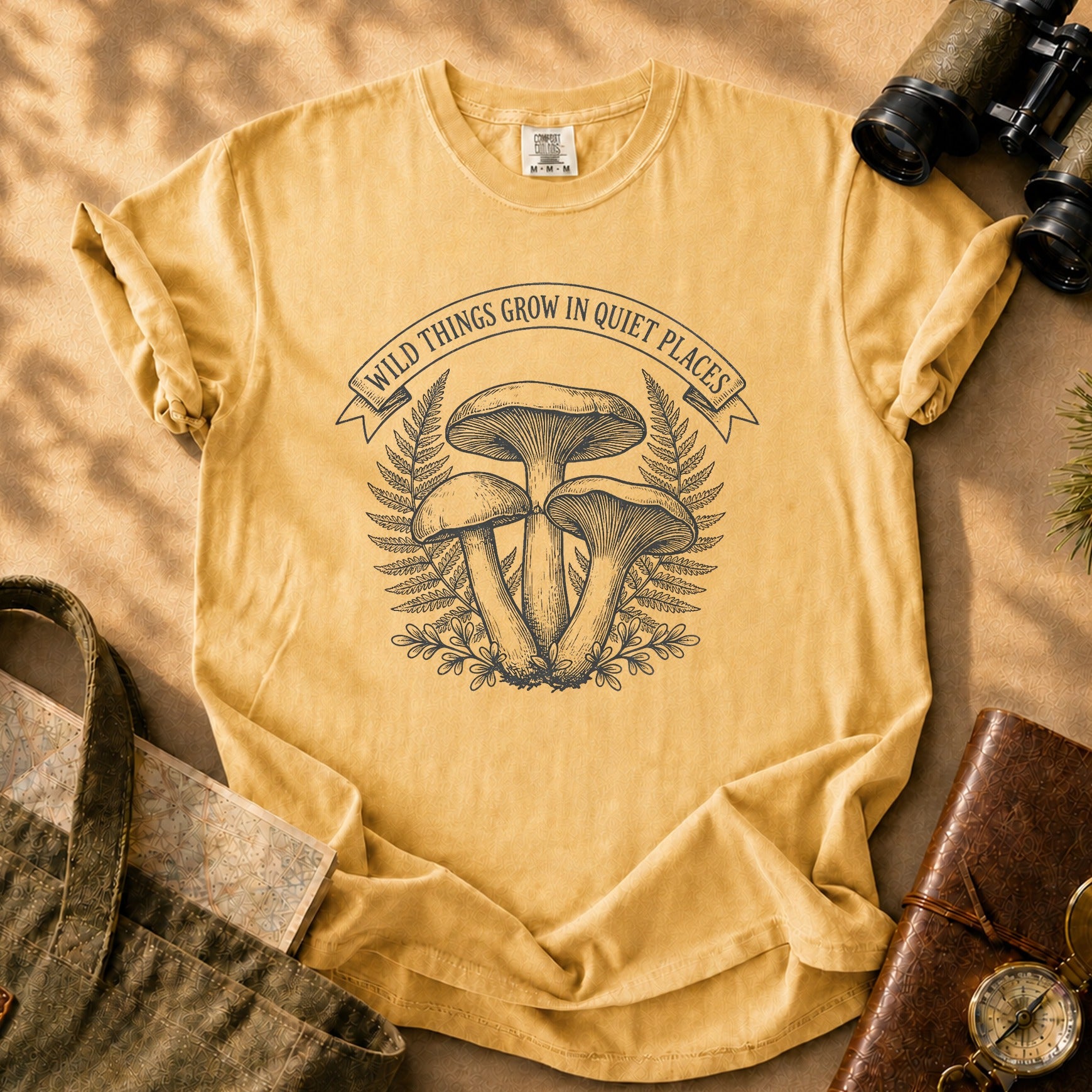 Mushroom Graphic Tee - Mustard
