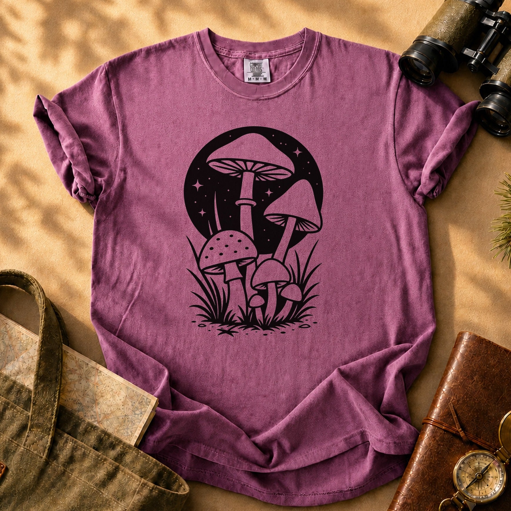 Mushroom Nightscape Tee - Berry