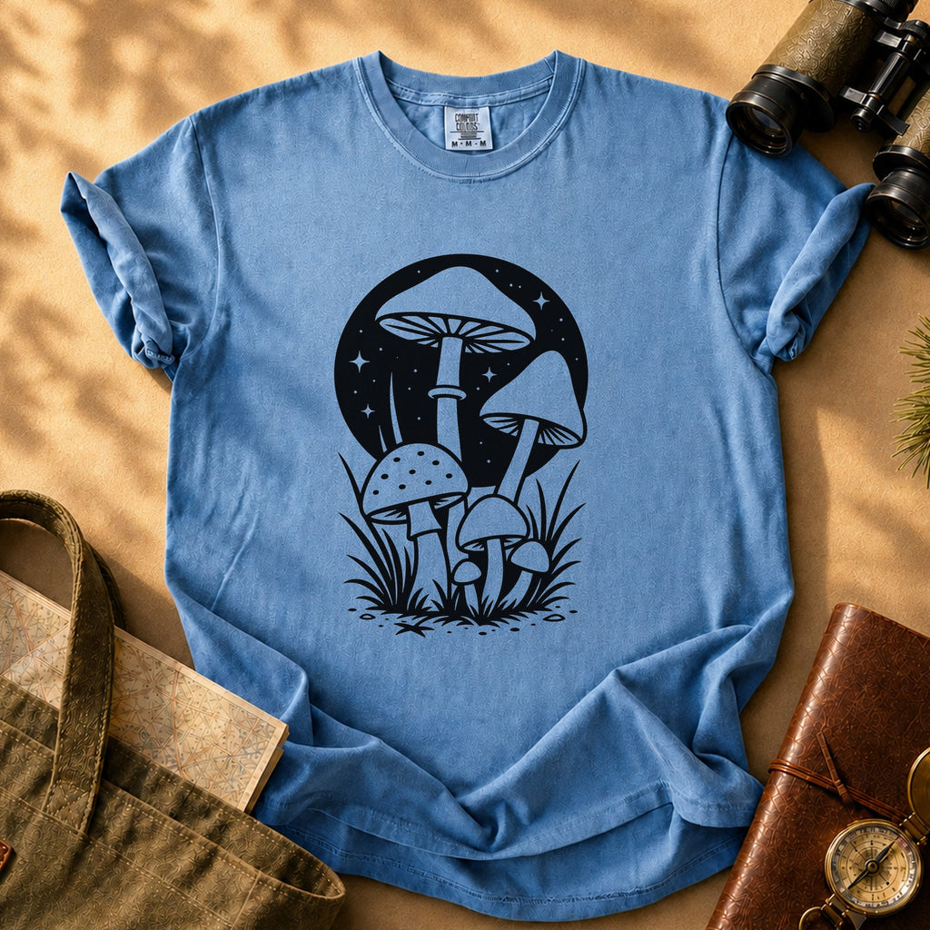 Mushroom Nightscape Tee - Blue Jean