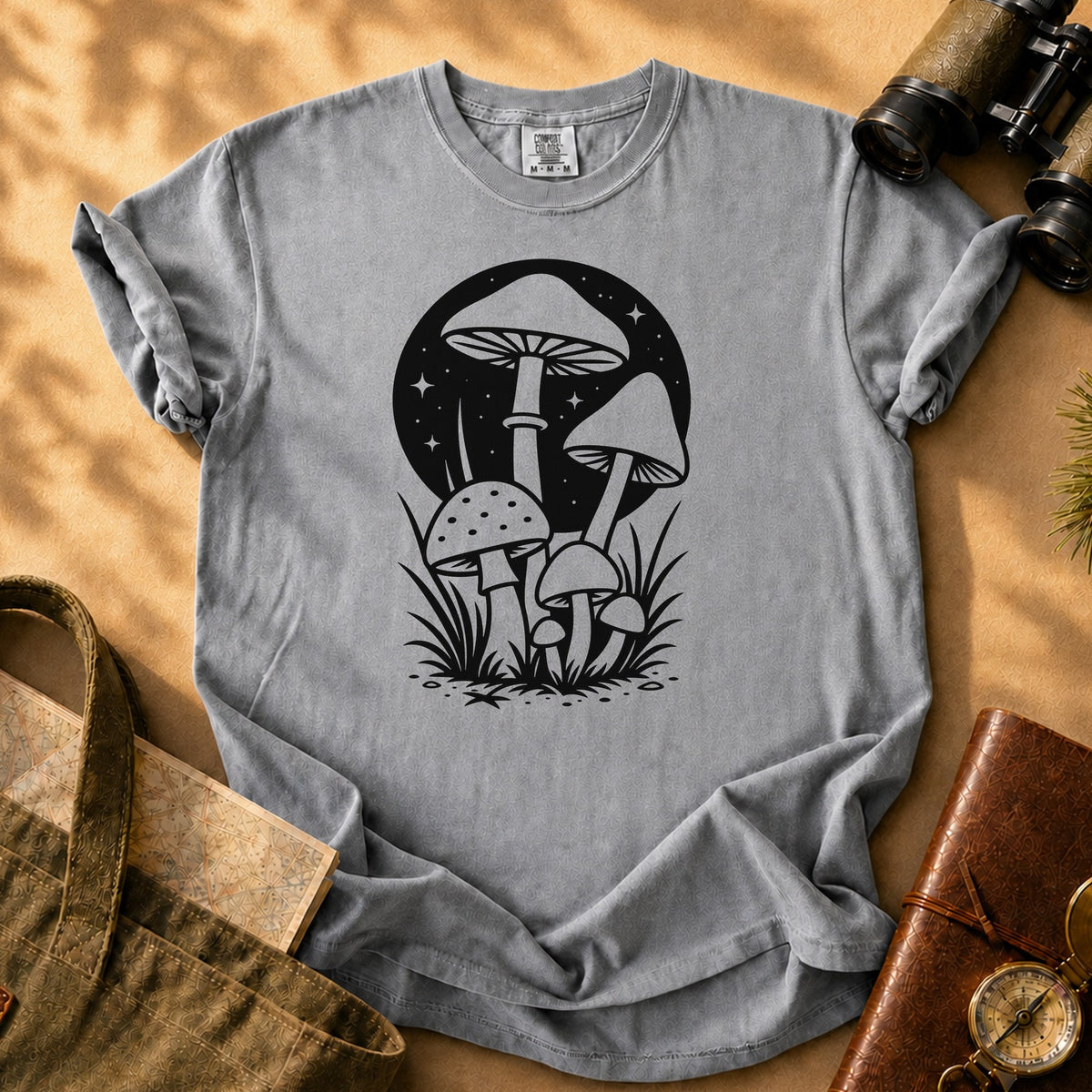 Mushroom Nightscape Tee - Grey