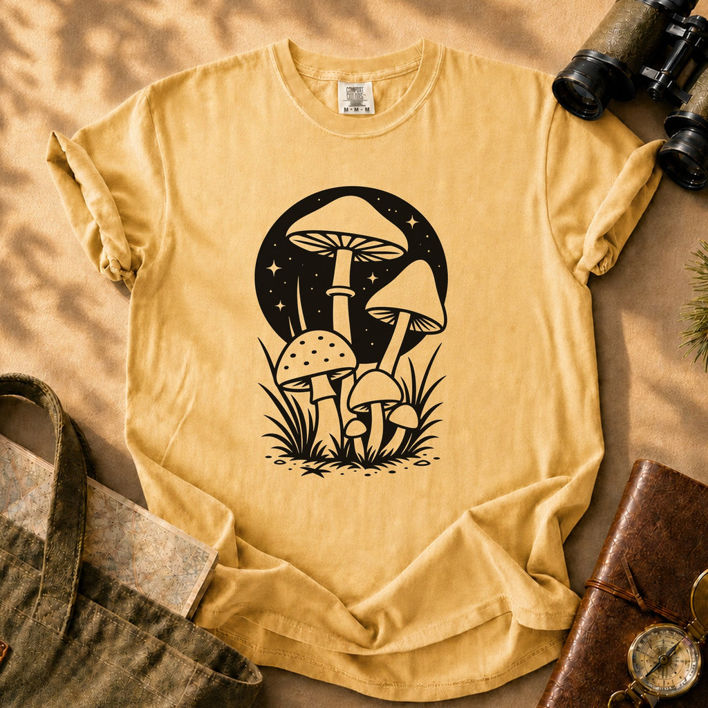 Mushroom Nightscape Tee - Mustard