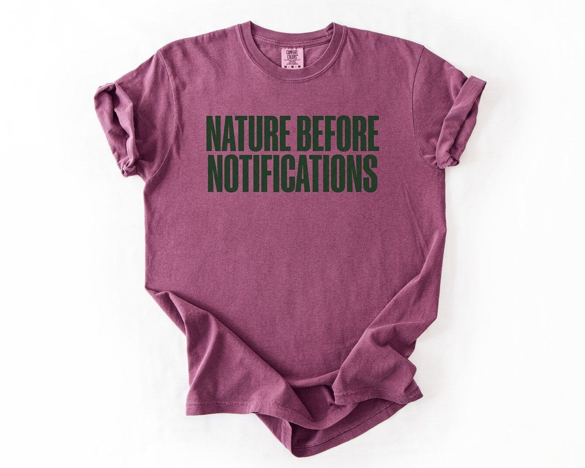 Nature Before Notifications T-Shirt - Berry