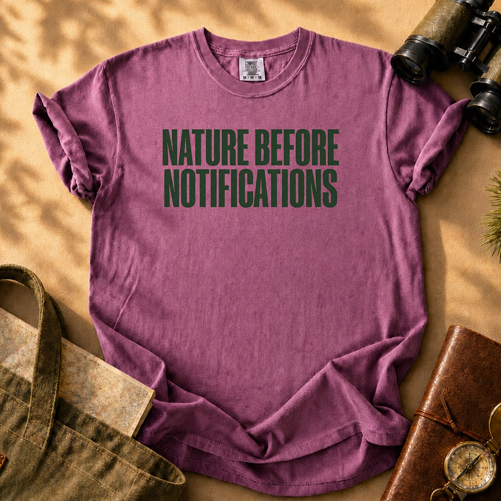 Nature Before Notifications Tee - Berry