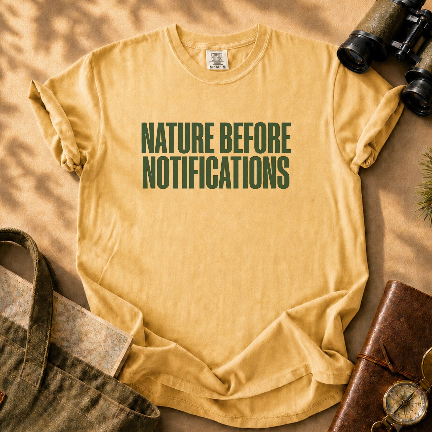 Nature Before Notifications Tee - Mustard