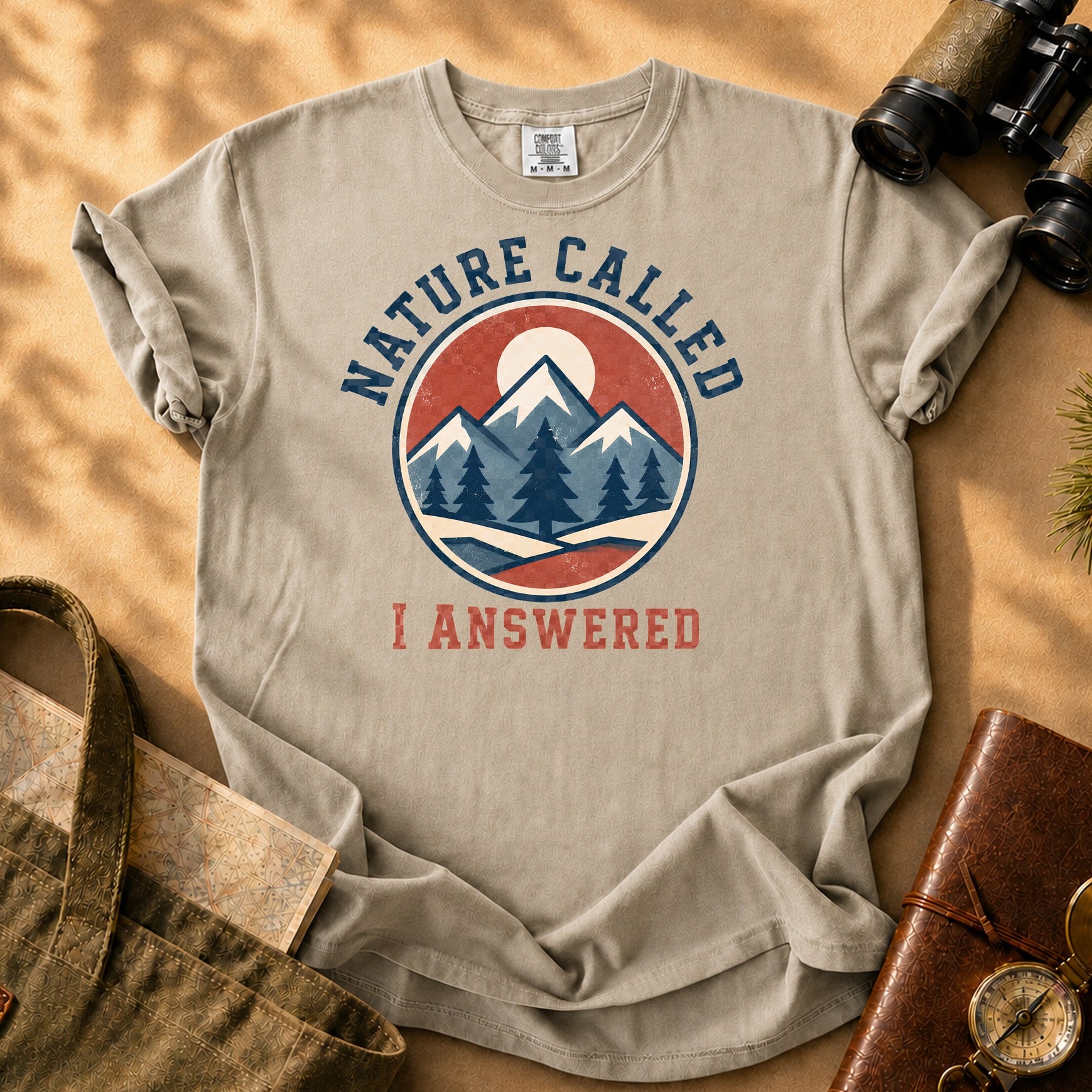 Nature Called I Answered Tee - Khaki