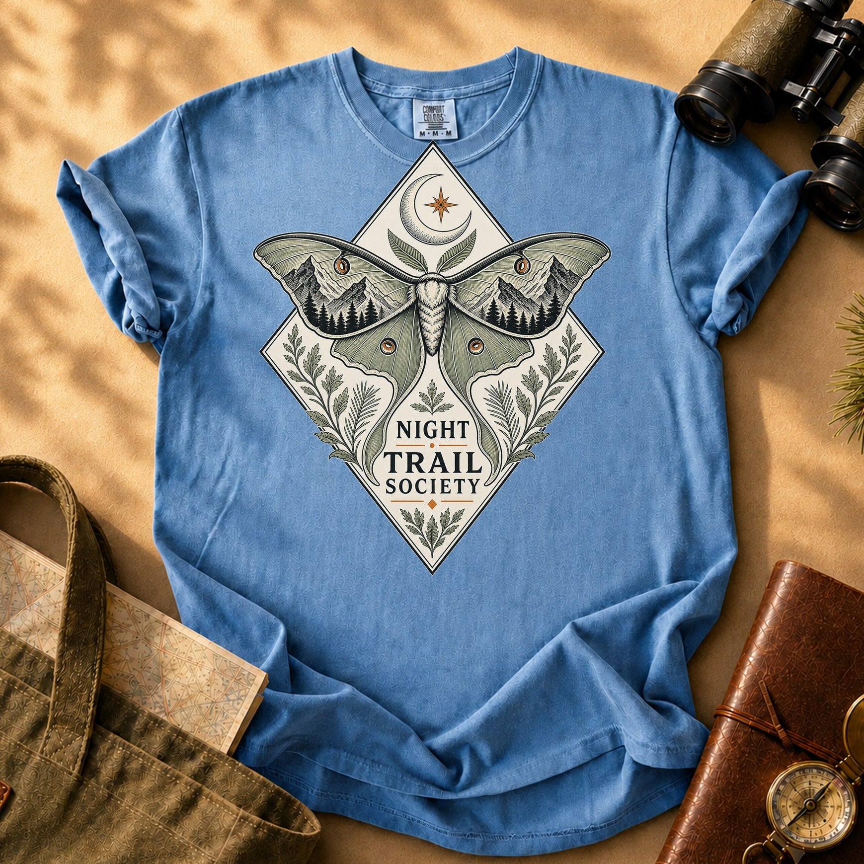 Night Trail Society Tee - Blue Jean
