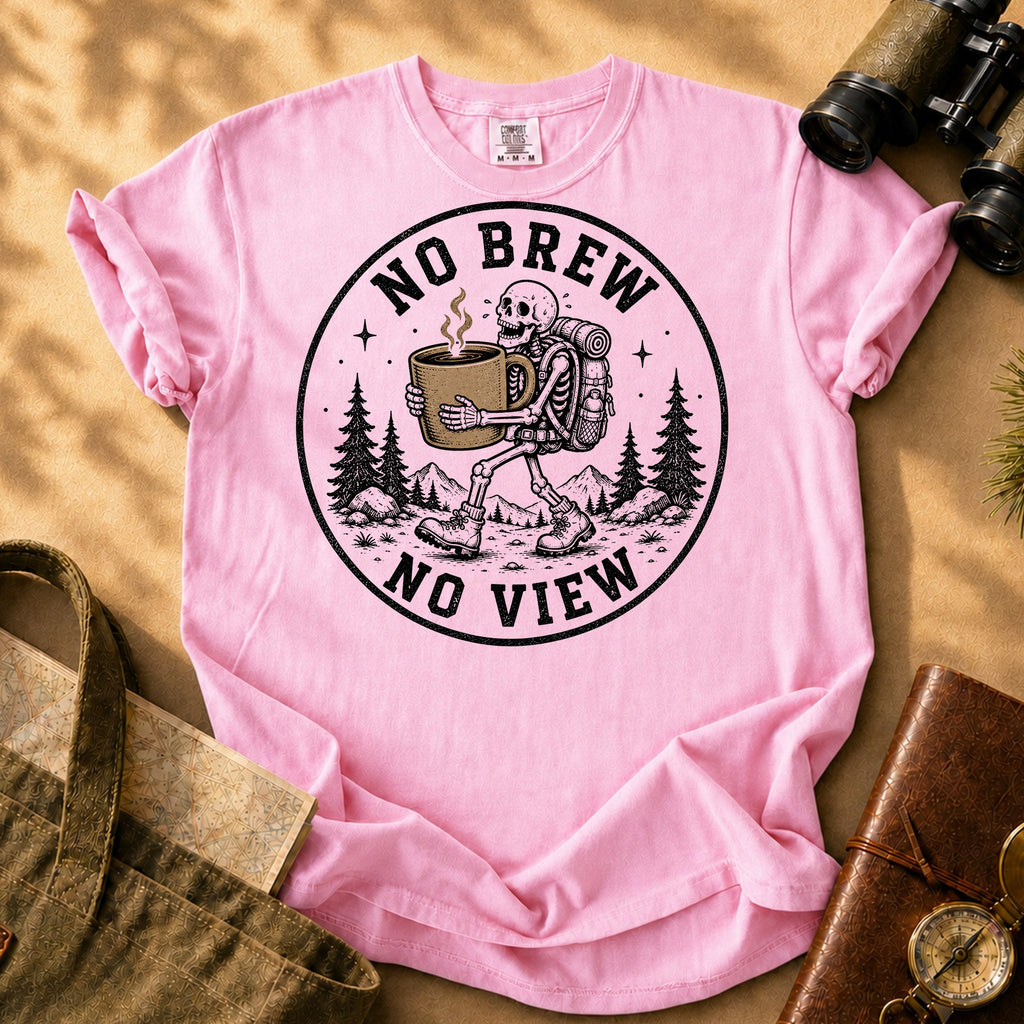 No Brew No View - Skeleton Tee - Blossom