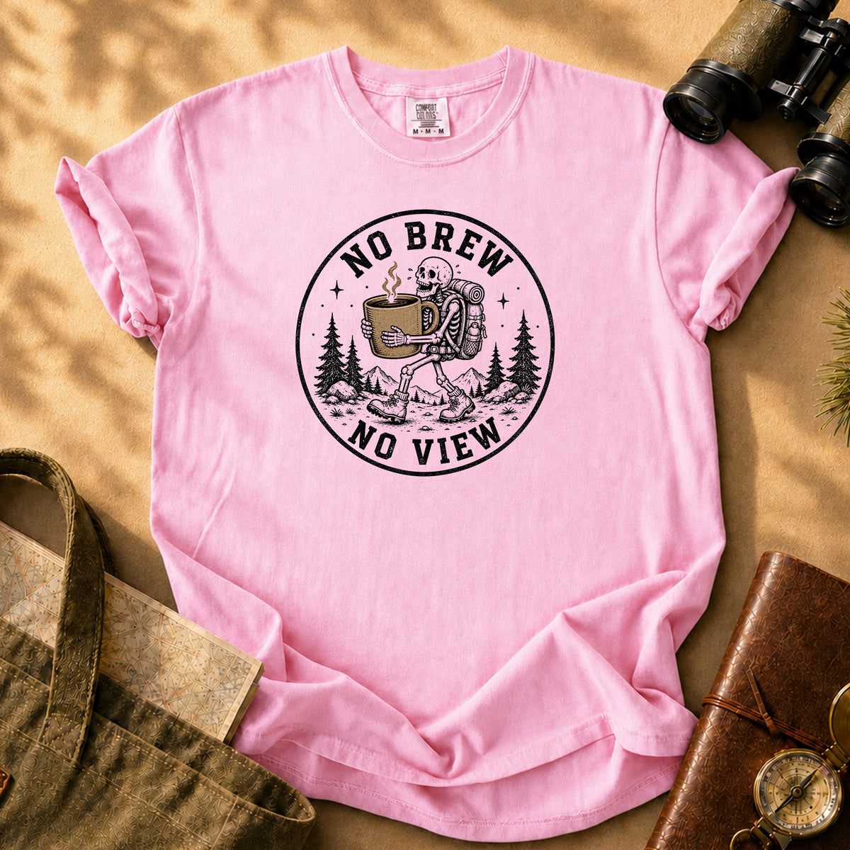 No Brew No View - Skeleton Tee - Blossom