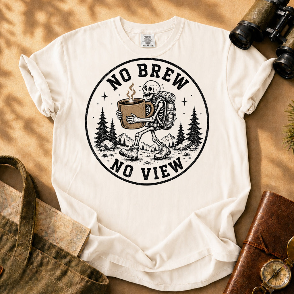 No Brew No View - Skeleton Tee - Ivory