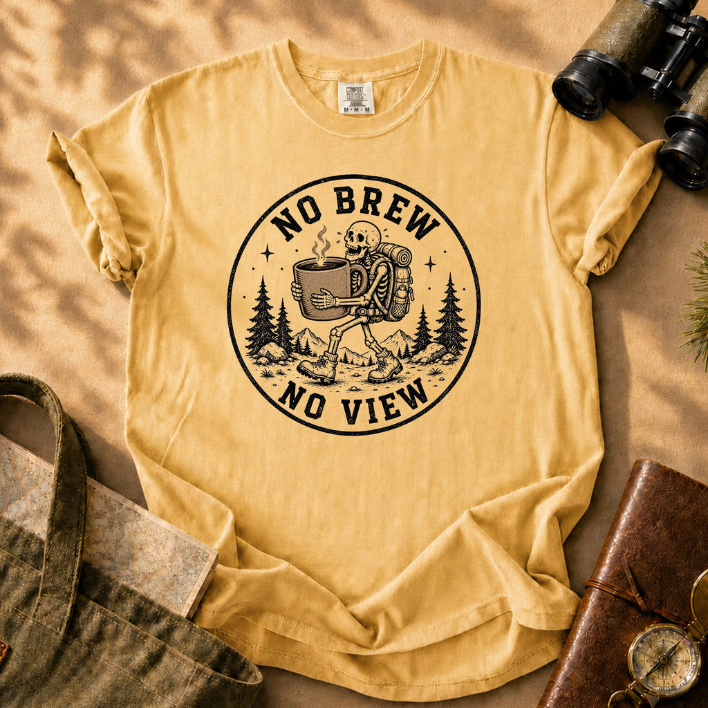 No Brew No View - Skeleton Tee - Mustard