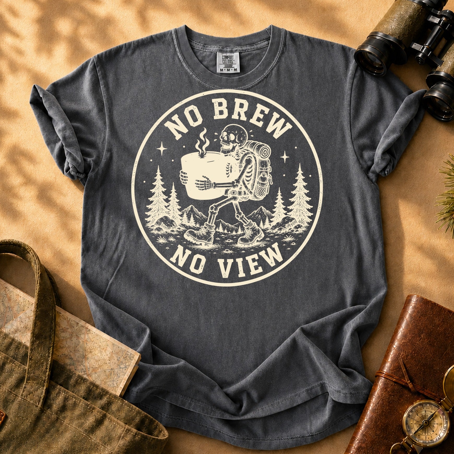 No Brew No View - Skeleton Tee - Pepper