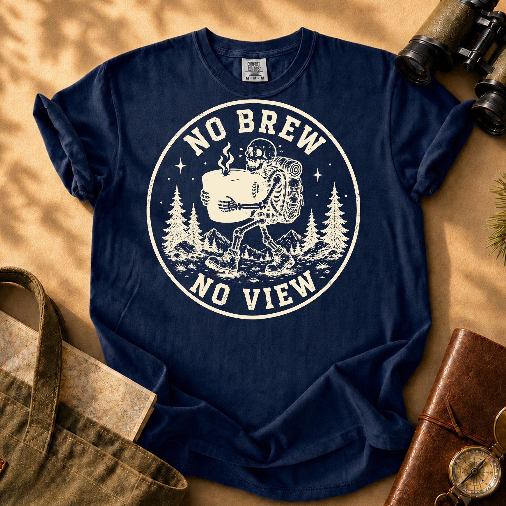No Brew No View - Skeleton Tee - True Navy