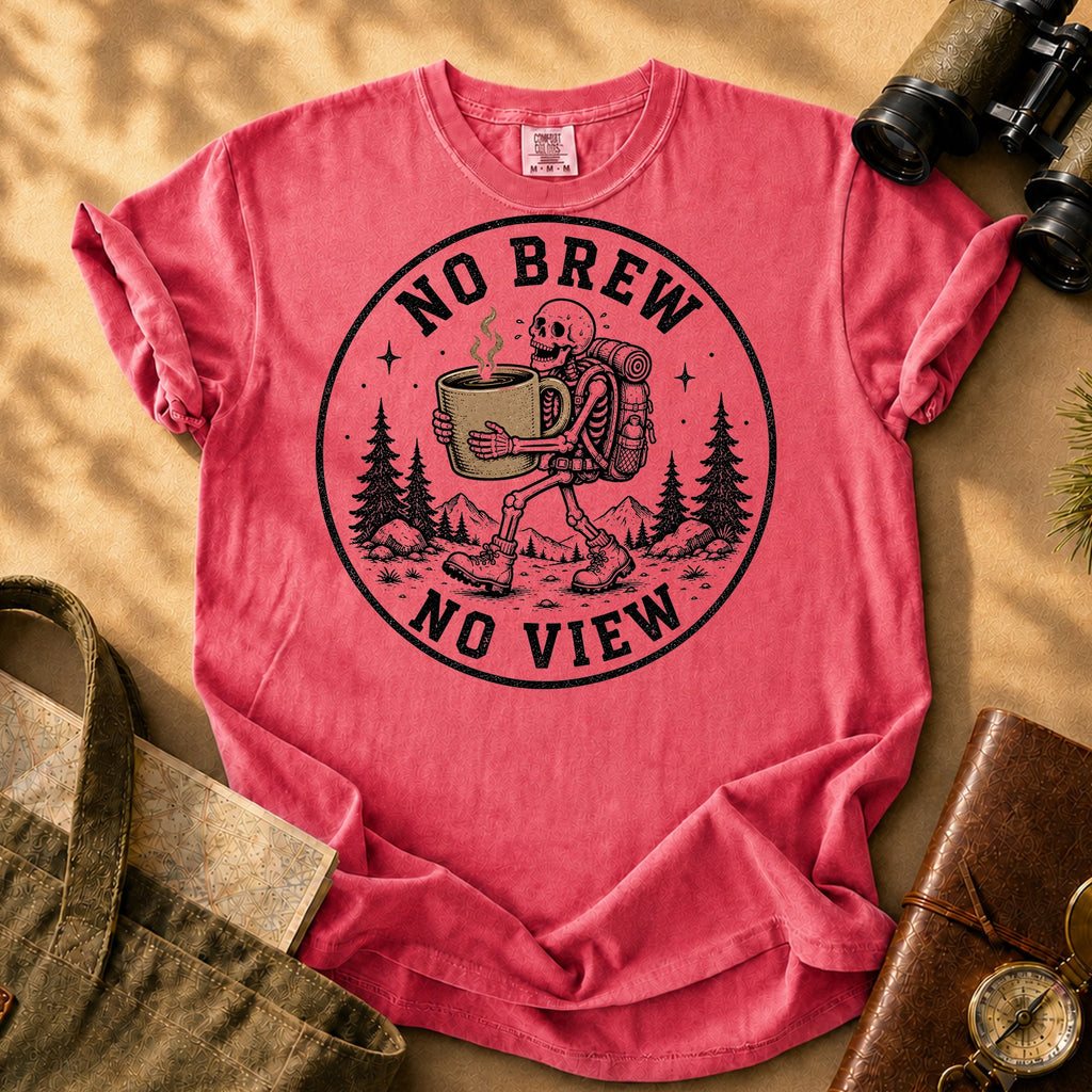 No Brew No View - Skeleton Tee - Watermelon