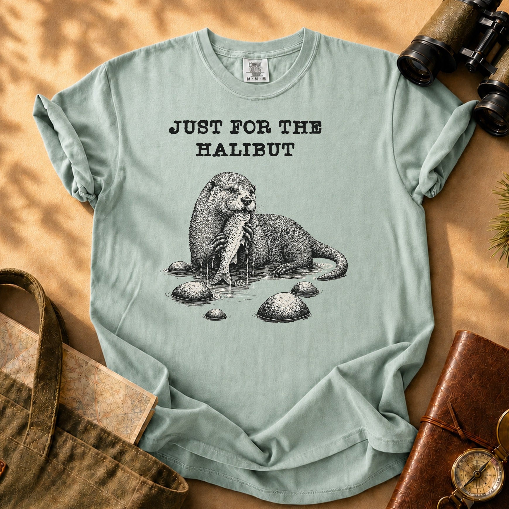 Just For The Halibut Otter Tee - Bay
