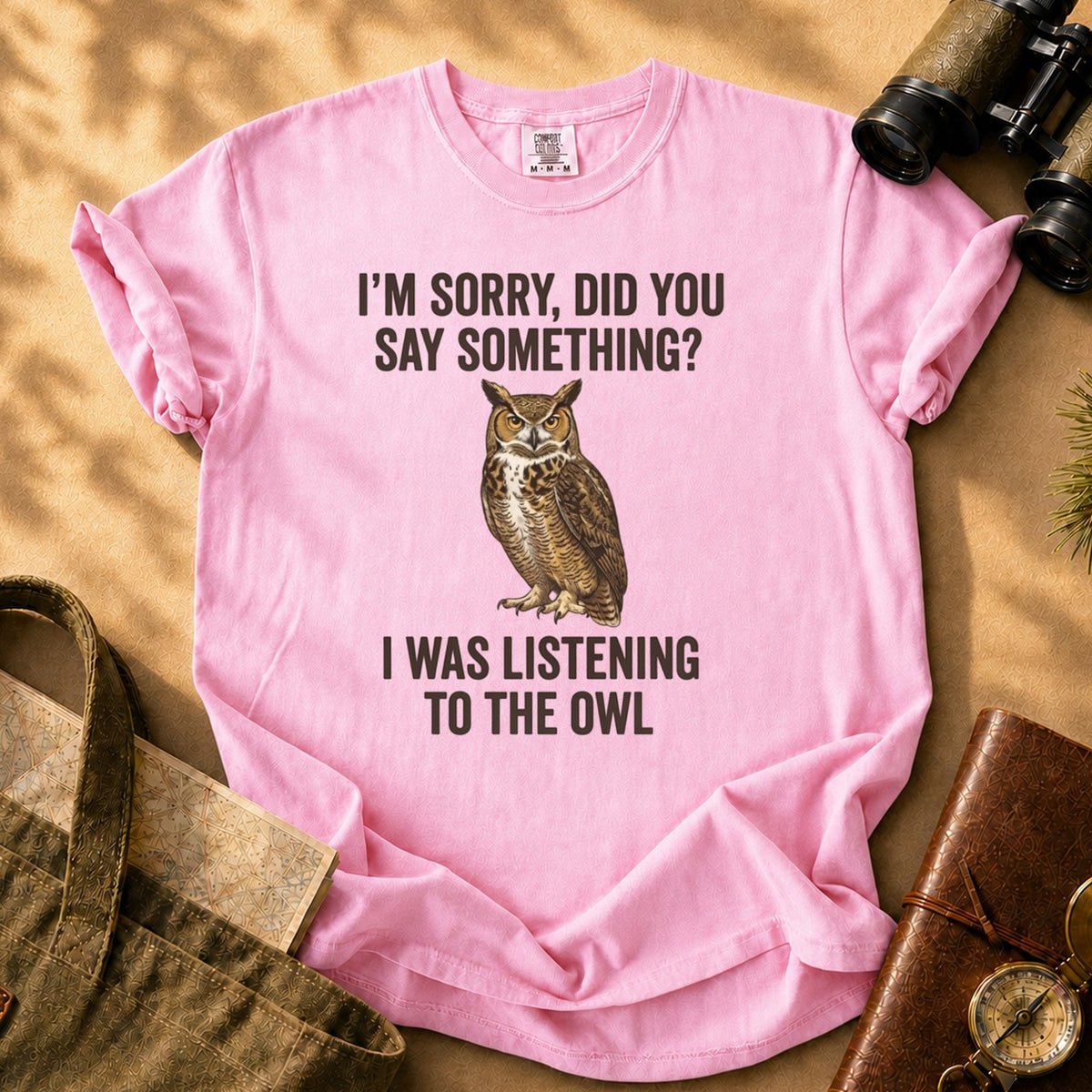 Owl Listening Graphic Tee - Blossom