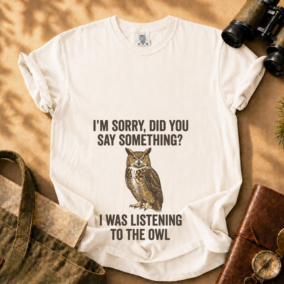 Owl Listening Graphic Tee - Ivory