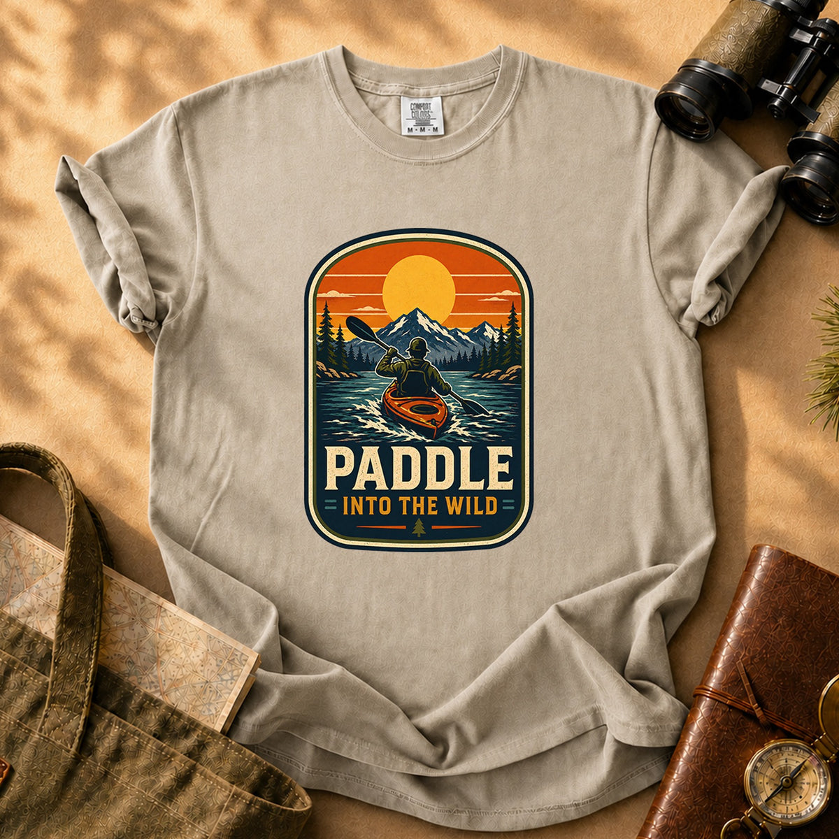Paddle Into the Wild Tee - Khaki
