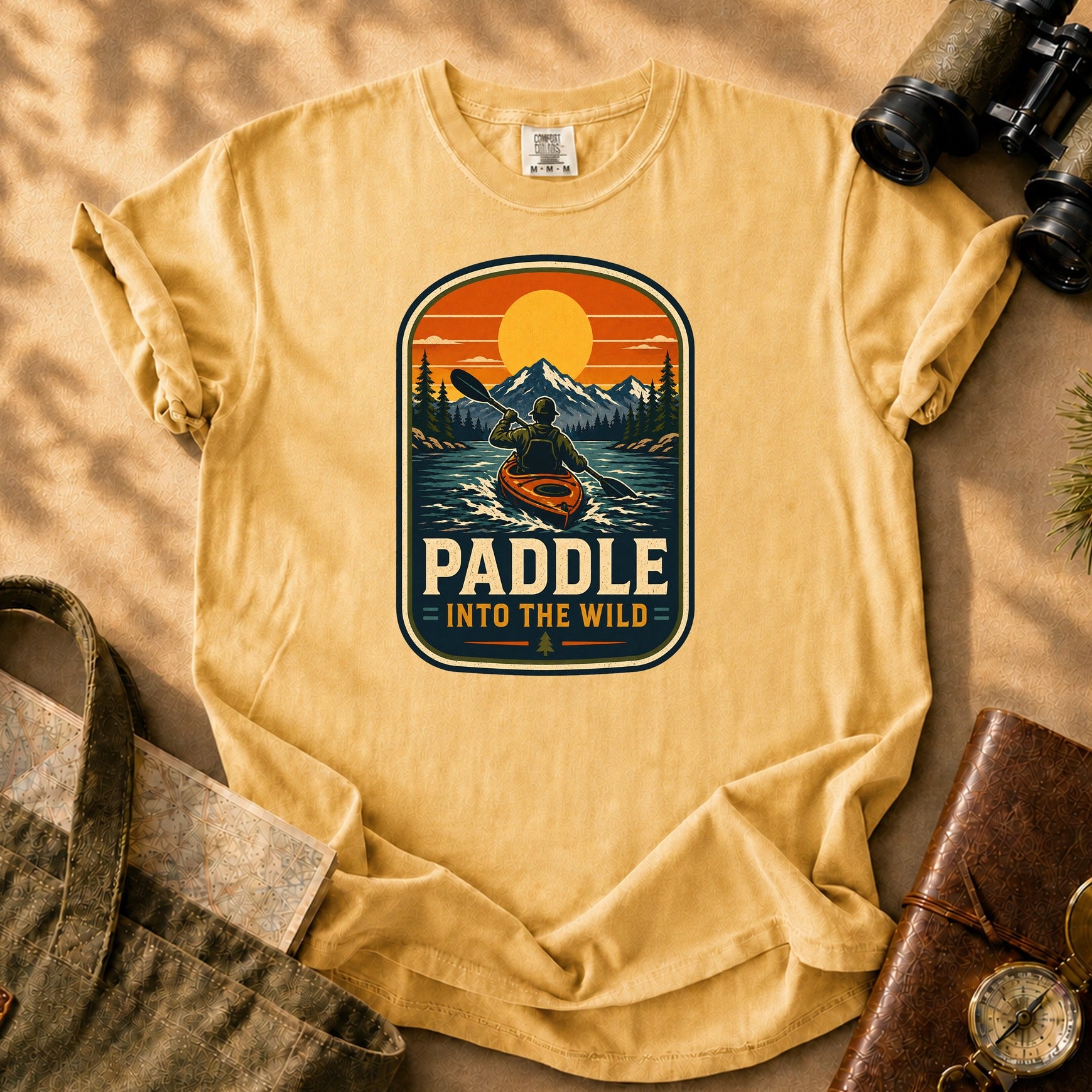 Paddle Into the Wild Tee - Mustard