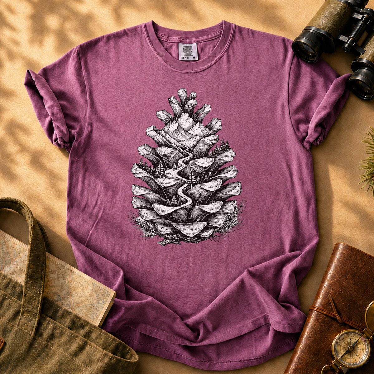 Pinecone Illustration Tee - Berry