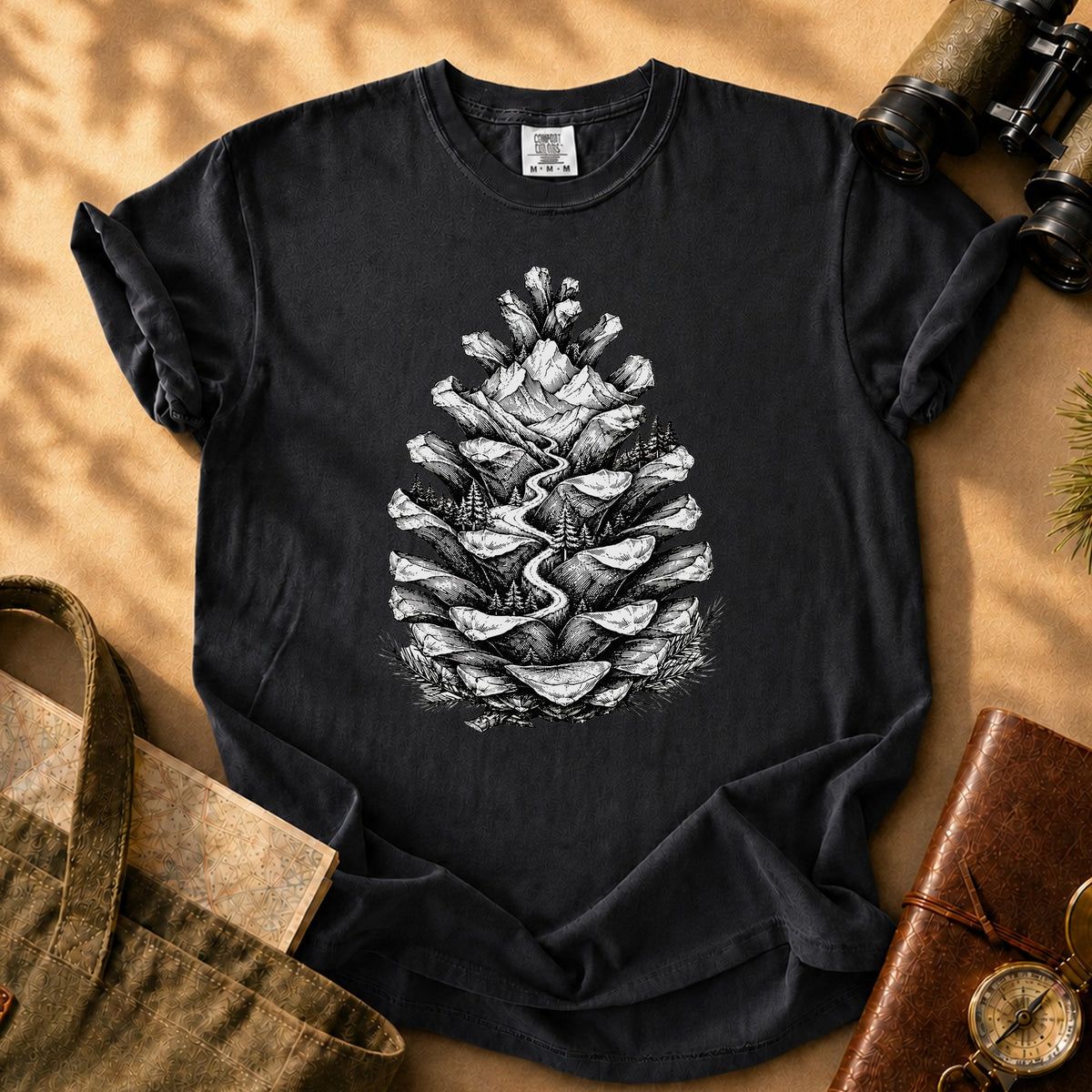 Pinecone Illustration Tee - Black