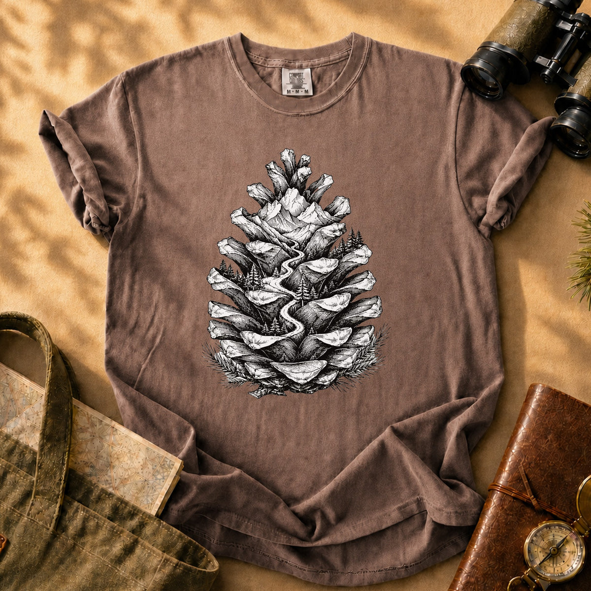 Pinecone Illustration Tee - Espresso