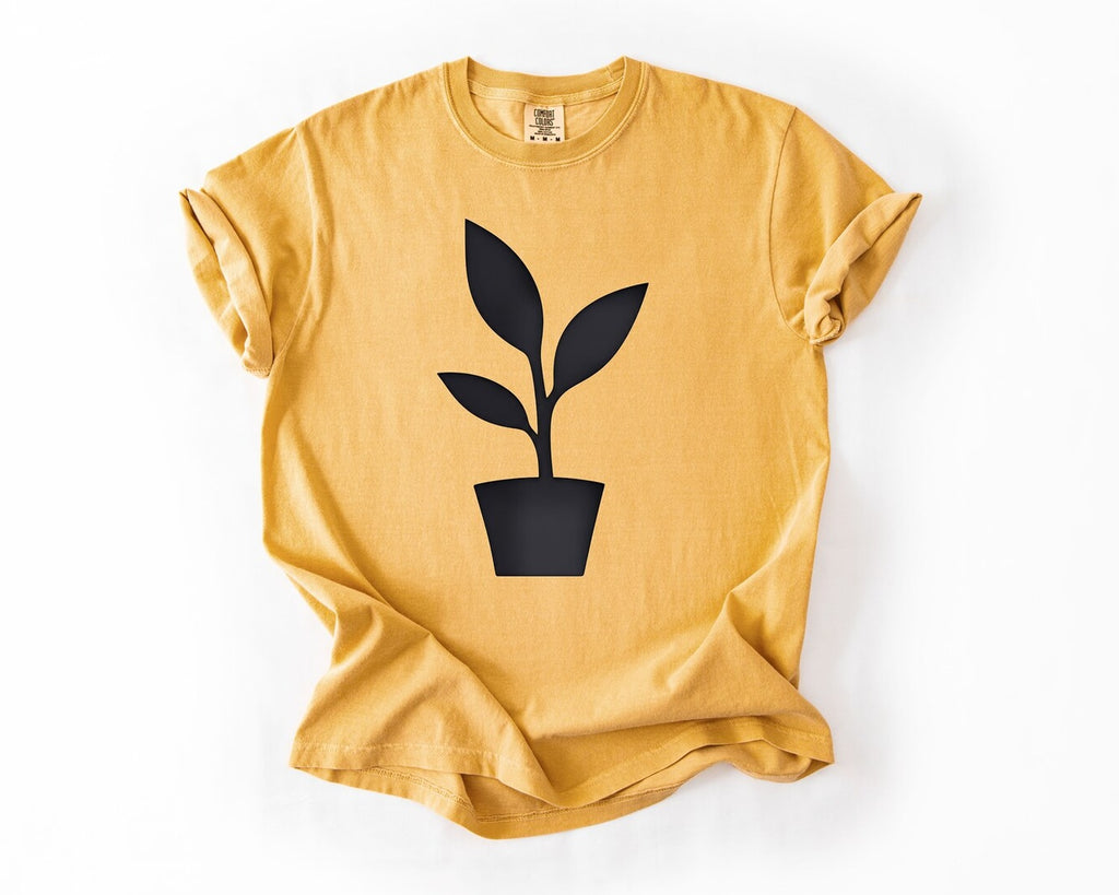 Plant Pot Graphic T-Shirt - Mustard