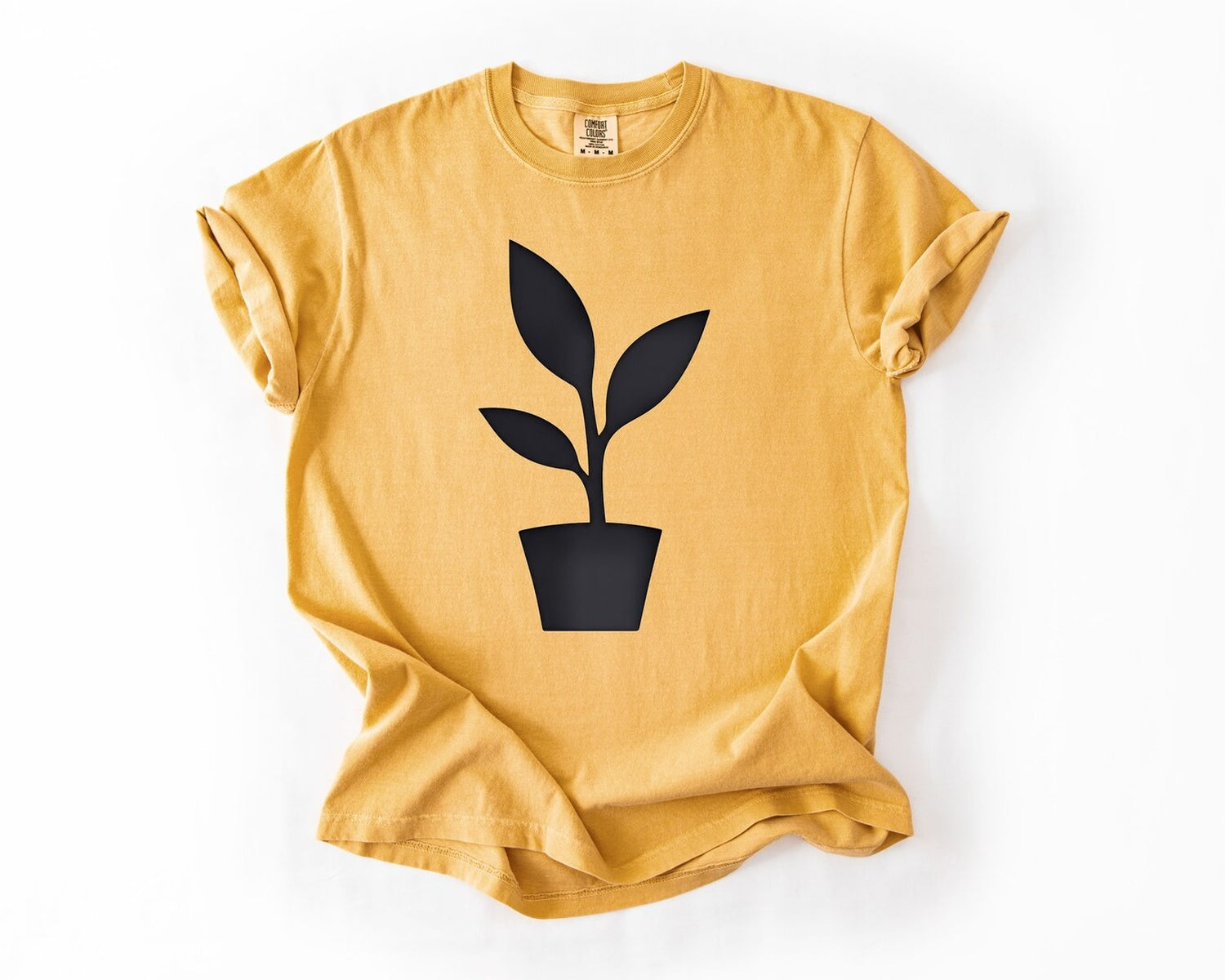 Plant Pot Graphic T-Shirt - Mustard