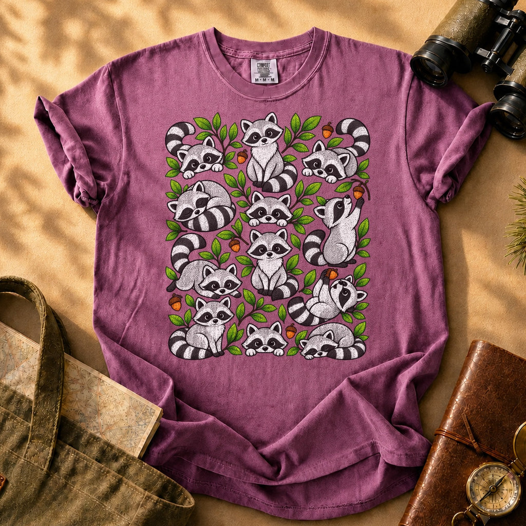 Raccoons Being Raccoons Tee - Berry