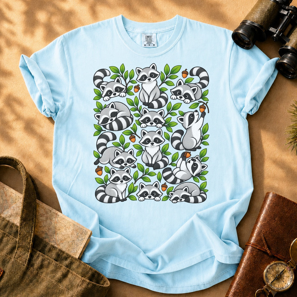 Raccoons Being Raccoons Tee - Chambray