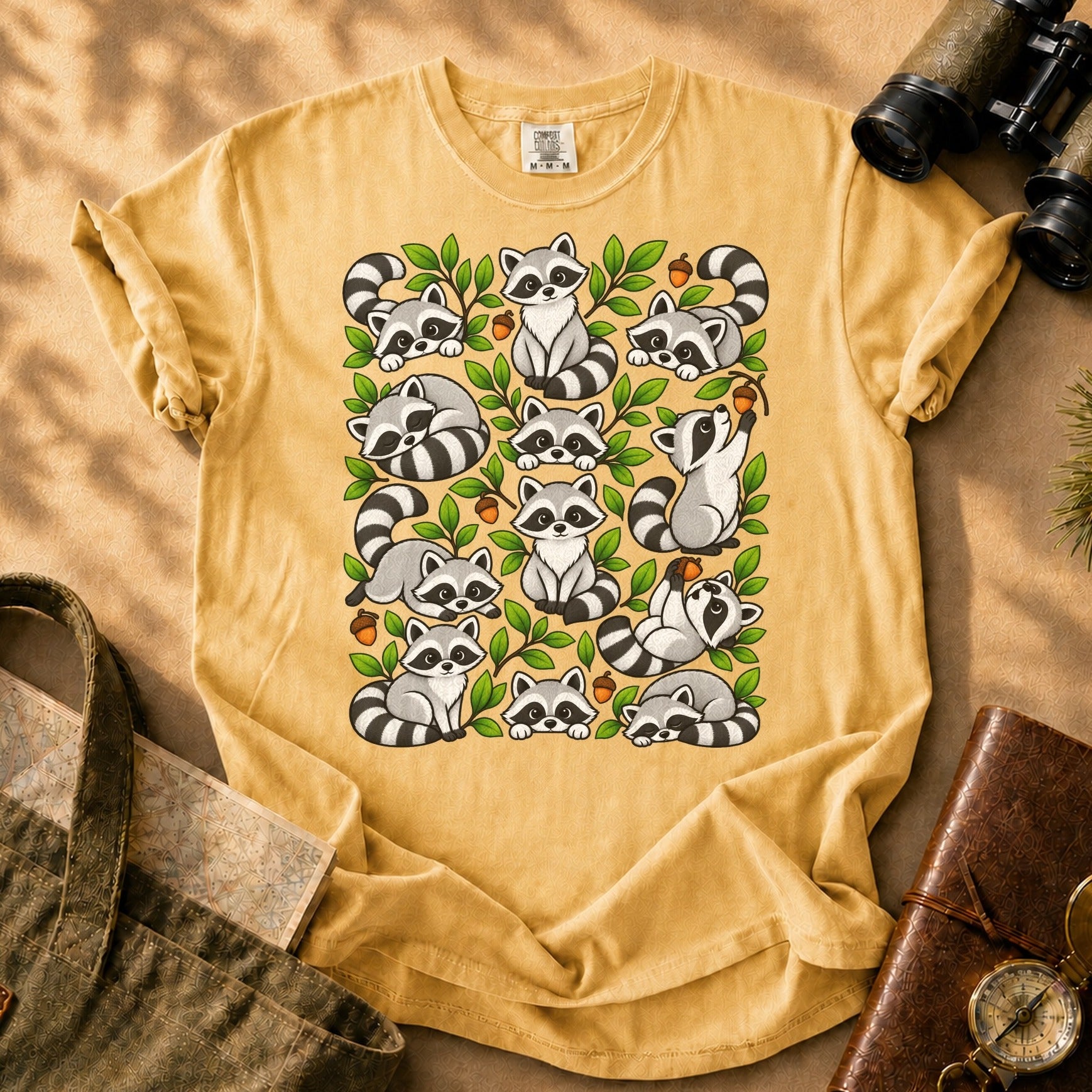 Raccoons Being Raccoons Tee - Mustard