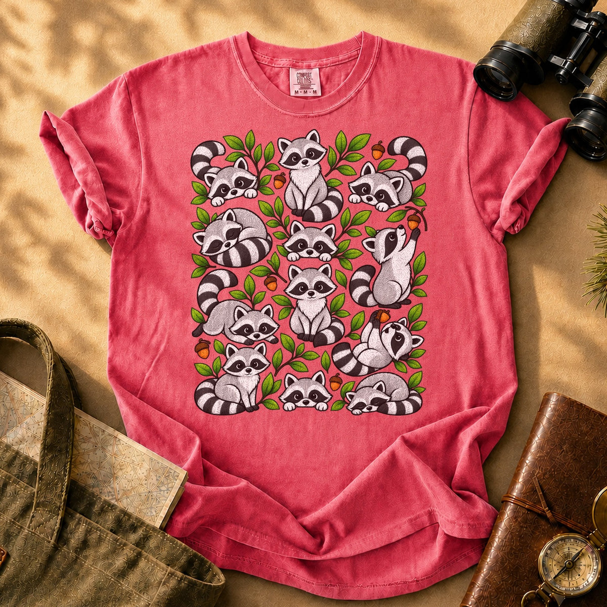 Raccoons Being Raccoons Tee - Watermelon