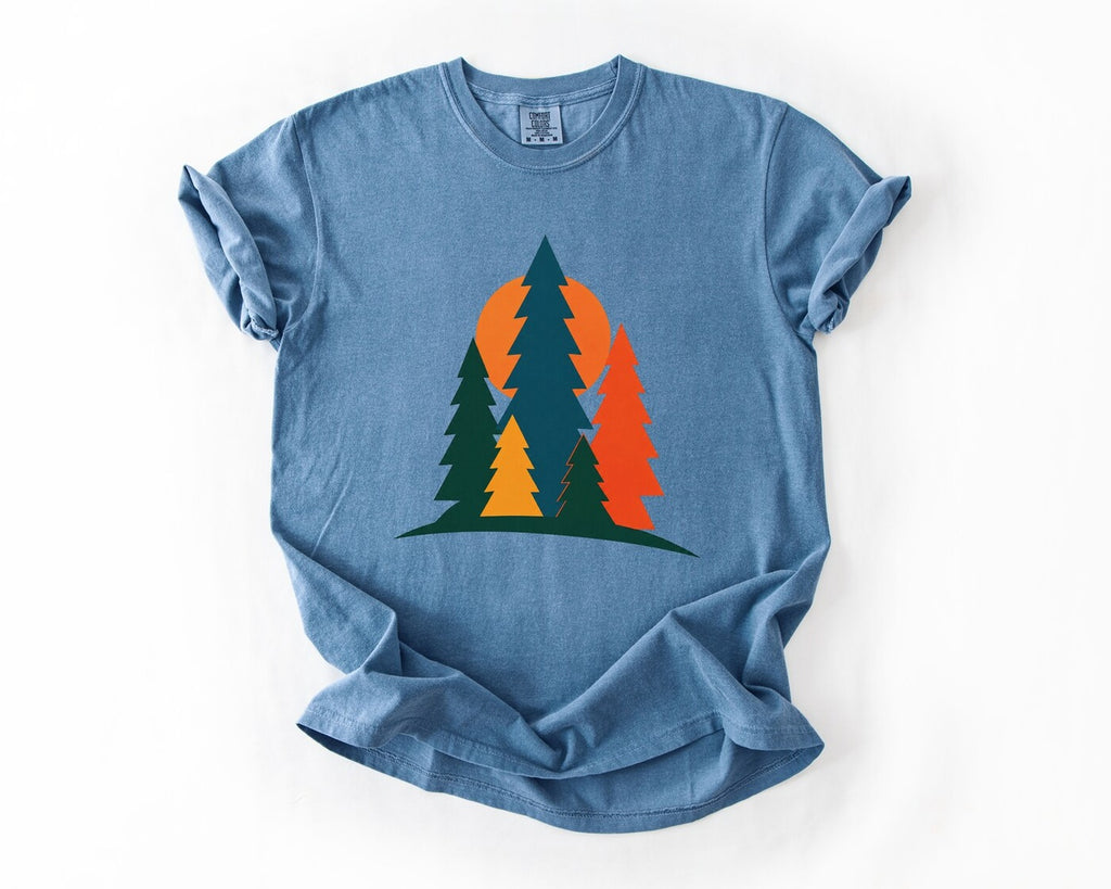 Retro Text Graphic T-Shirt - Blue Jean