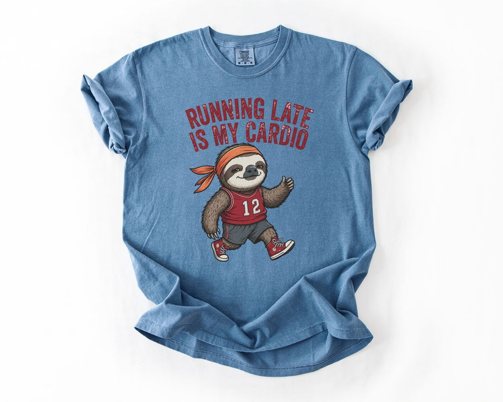 Running Late Is My Cardio T-Shirt - Blue Jean