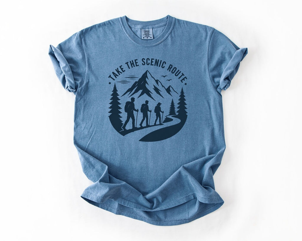 Scenic Route Hiking T-Shirt - Blue Jean