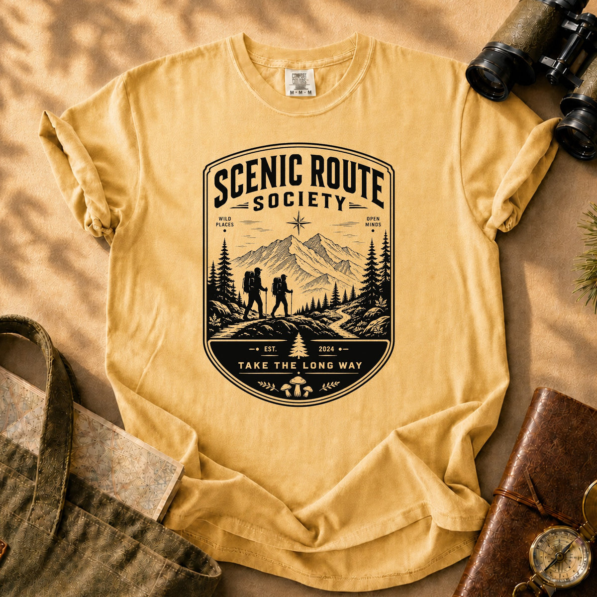 Scenic Route Society (Hiker Mountain Vintage) Tee - Mustard