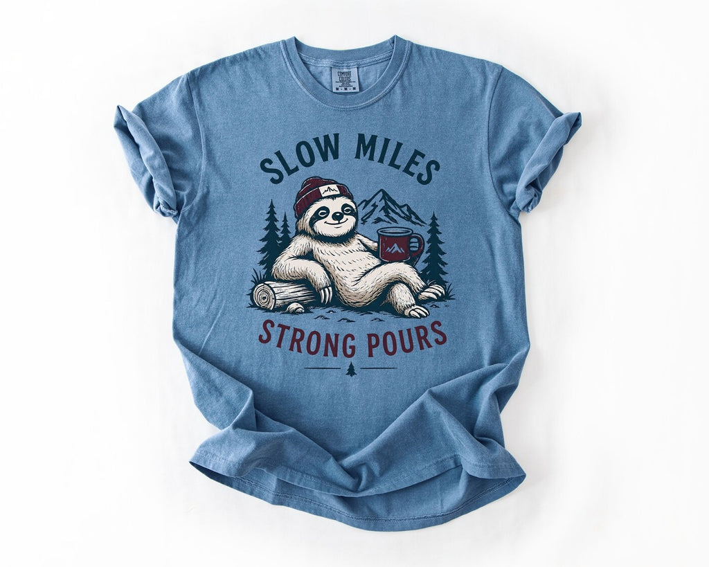 Sloth Coffee T-Shirt - Blue Jean