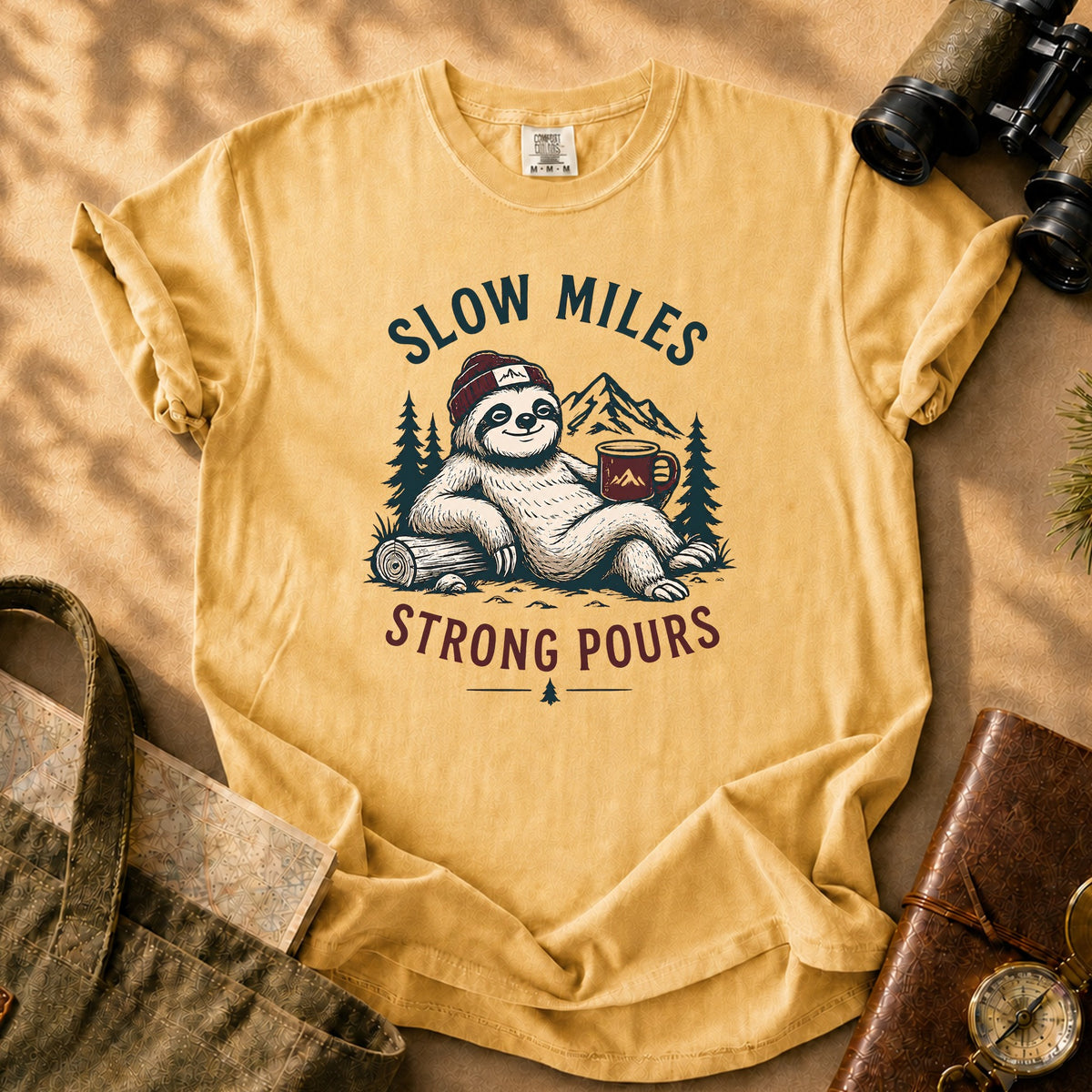 Sloth Coffee (Relaxed) Tee - Mustard