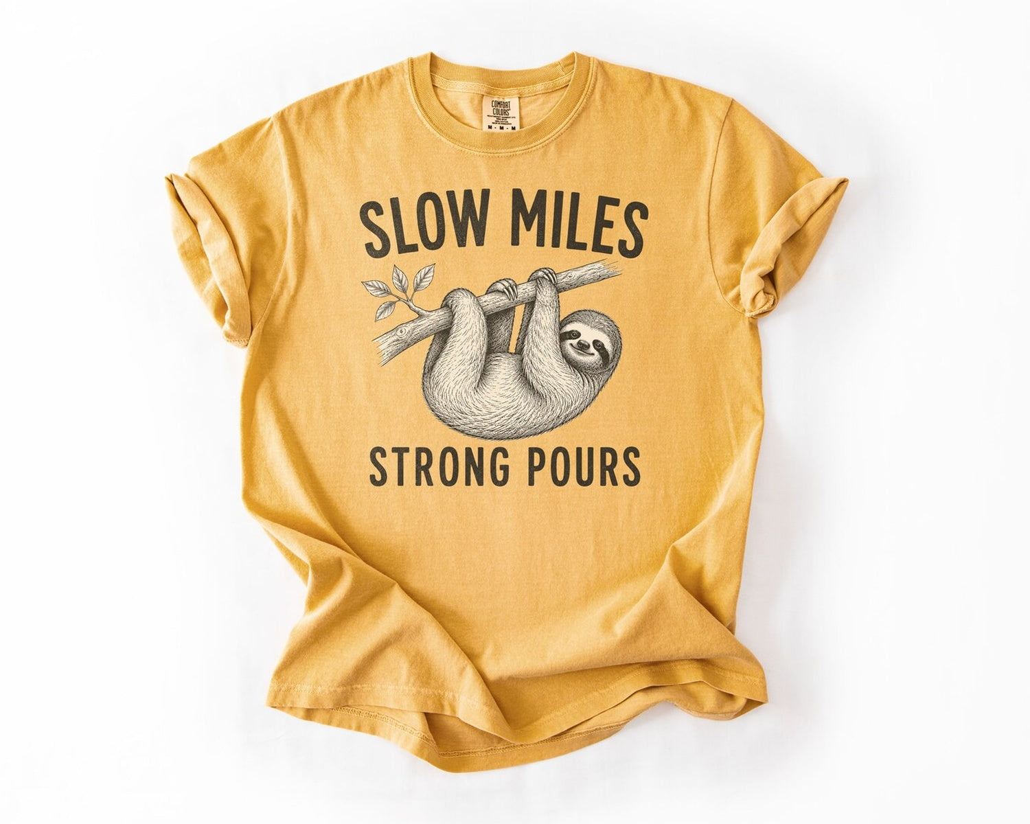 Sloth Coffee Tee - Mustard
