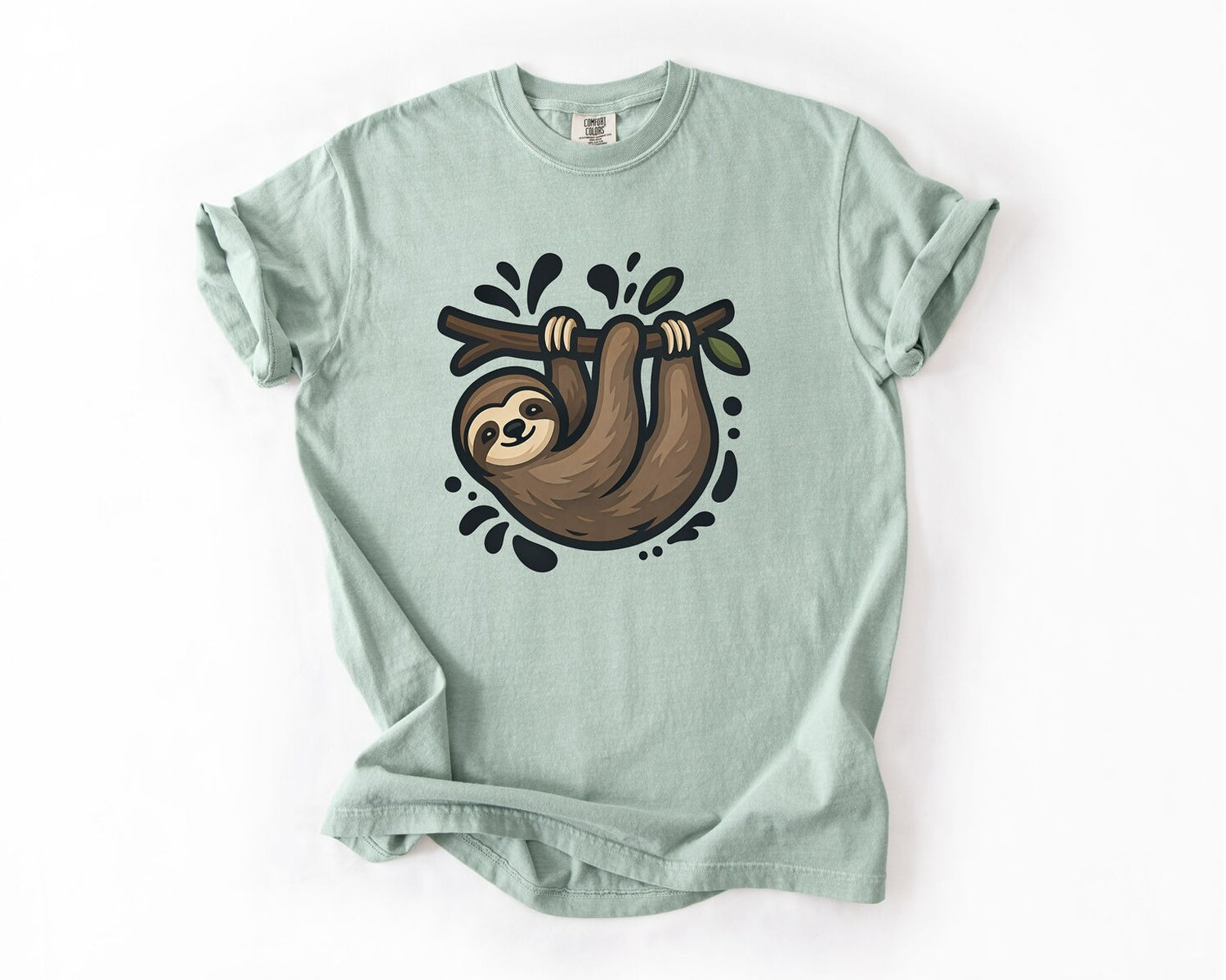 Sloth Hanging Cute Graphic T-Shirt - Bay