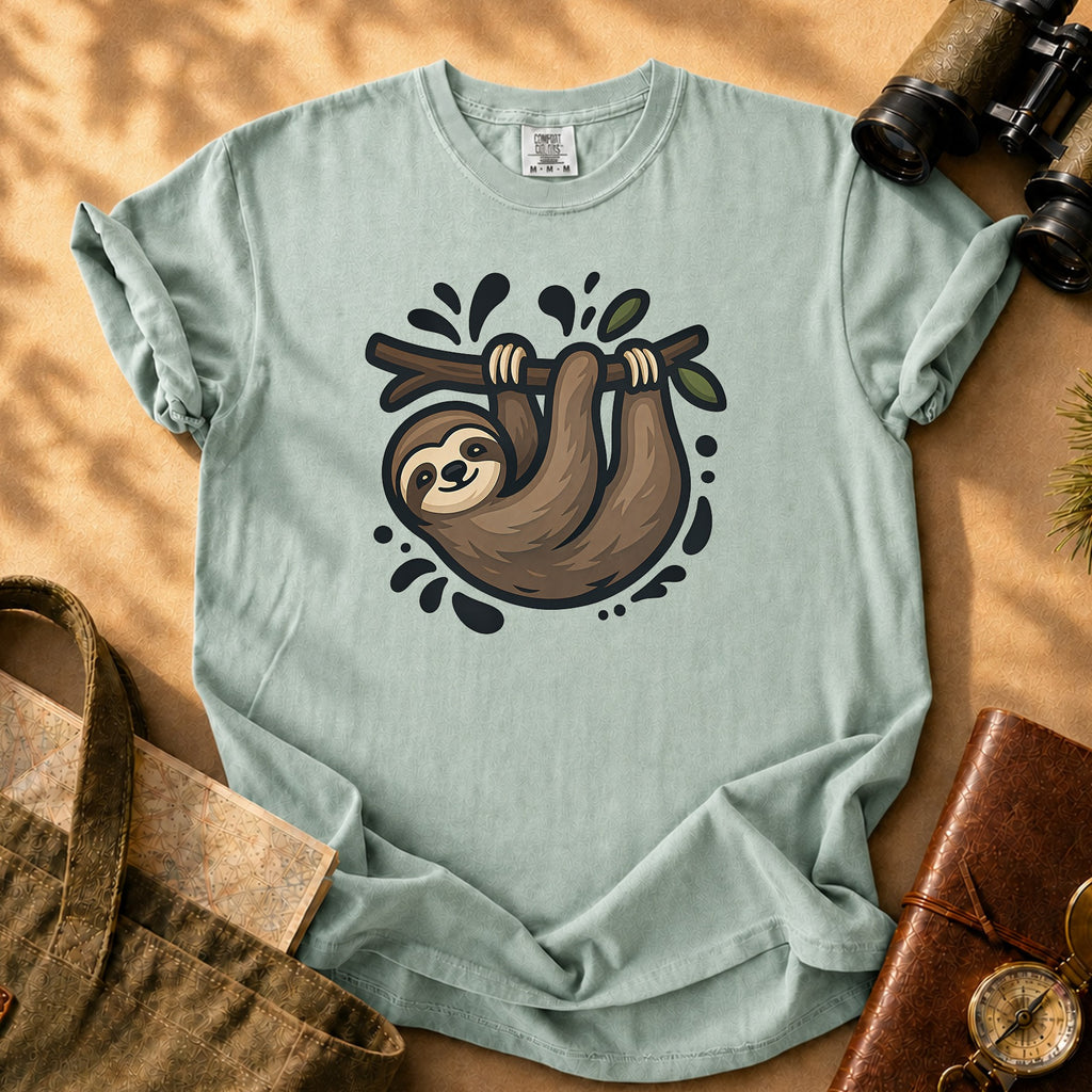 Sloth Hanging Cute Graphic Tee - Bay