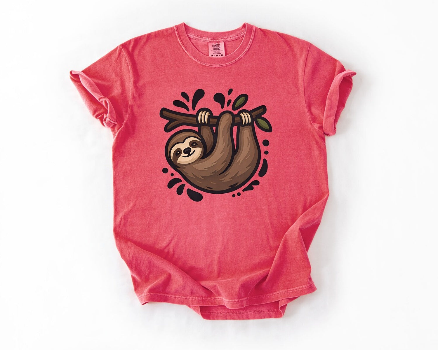 Sloth Hanging Cute Graphic T-Shirt - Watermelon